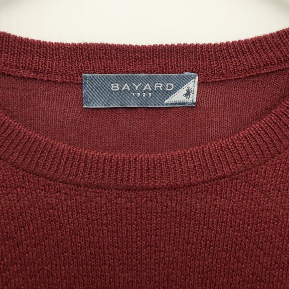 Bayard 1925 Wool Blend Made in Italy Burgundy Crewneck Sweater Size M - Picture 5 of 8